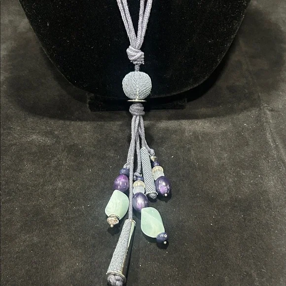 Christopher & Banks Blue and Silver Beaded Necklace - Picture 10 of 15